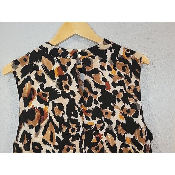 Lux II Dress‎ Size 20 Black Brown Animal Print Front Back Keyhole Sleeveless - Picture 5 of 7